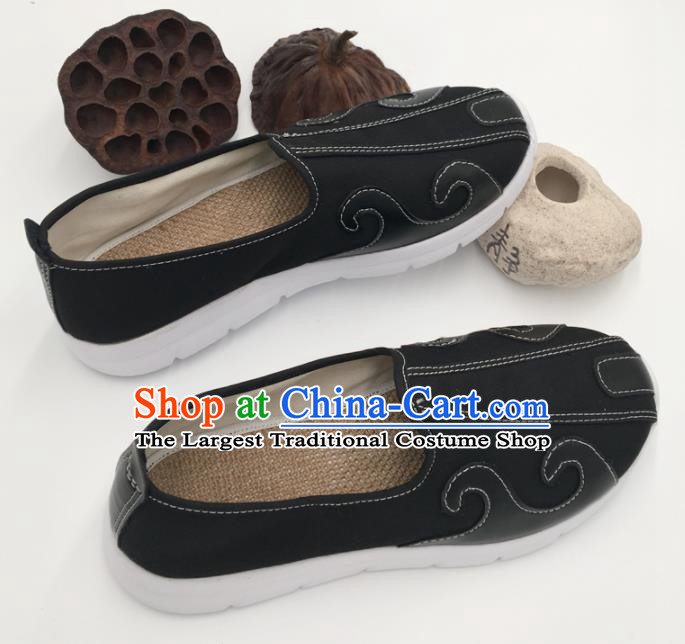 Chinese Handmade Traditional Martial Arts Kung Fu Black Shoes Tai Chi Taoist Priest Shoes for Men