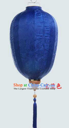 Chinese Traditional New Year Royal Blue Hanging Lantern Wedding Handmade Palace Lanterns