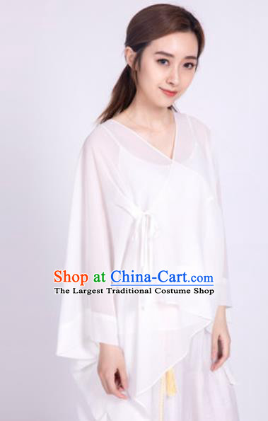 Chinese Traditional Martial Arts White Costumes Tai Chi Competition Clothing for Women