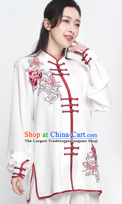 Chinese Traditional Tang Suit Orange Embroidered Clothing Martial Arts Tai Chi Competition Costume for Women