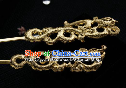 Chinese Ancient Tang Dynasty Queen Golden Phoenix Hairpins Traditional Hanfu Hair Accessories for Women