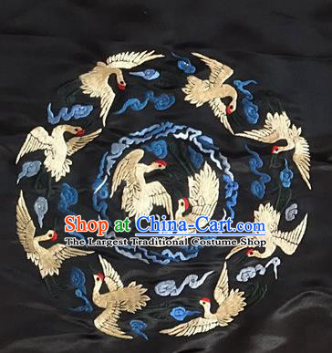 Chinese Handmade Embroidered Cloud Cranes Silk Fabric Patch Traditional Embroidery Craft