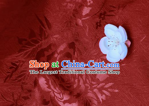 Traditional Chinese Royal Peony Pattern Design Purplish Red Brocade Silk Fabric Asian Satin Material