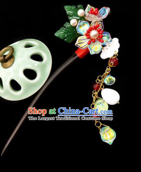 Chinese Ancient Hanfu Sandalwood Tassel Hairpins Traditional Handmade Hair Accessories for Women