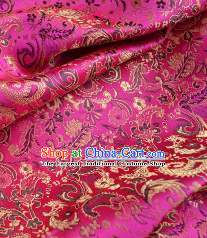Traditional Chinese Royal Pattern Design Rosy Brocade Silk Fabric Asian Satin Material