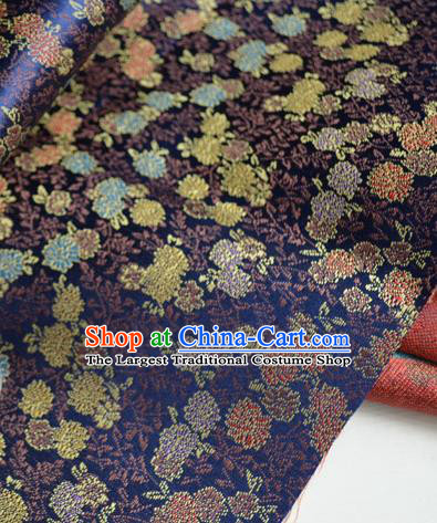 Traditional Chinese Royal Chrysanthemum Pattern Design Royalblue Brocade Silk Fabric Asian Satin Material