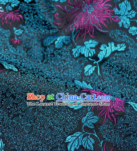Traditional Chinese Royal Purple Chrysanthemum Pattern Design Brocade Silk Fabric Asian Satin Material