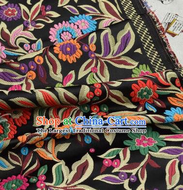 Traditional Chinese Royal Lucky Pattern Design Black Brocade Silk Fabric Asian Satin Material