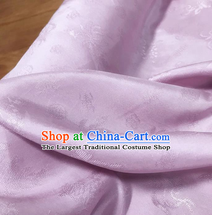 Traditional Chinese Royal Lotus Pattern Design Lilac Brocade Silk Fabric Asian Satin Material