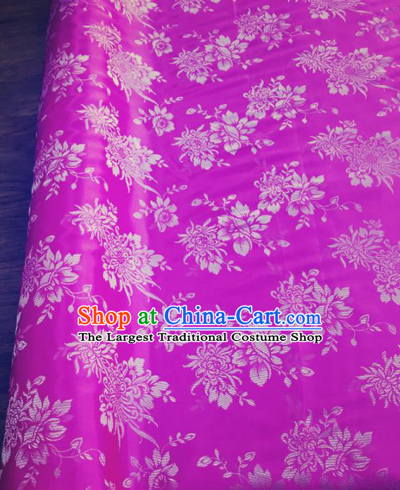 Traditional Chinese Royal Chrysanthemum Pattern Design Rosy Brocade Silk Fabric Asian Satin Material
