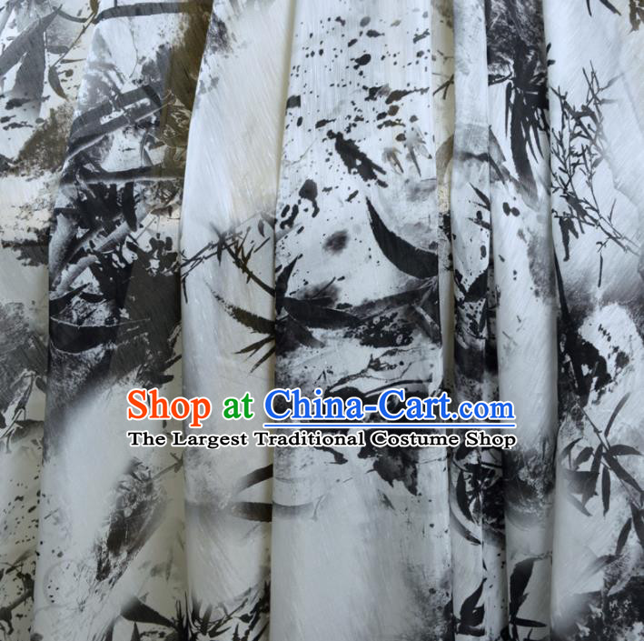Chinese Traditional Ink Painting Pattern Design Silk Fabric Brocade Asian Satin Material