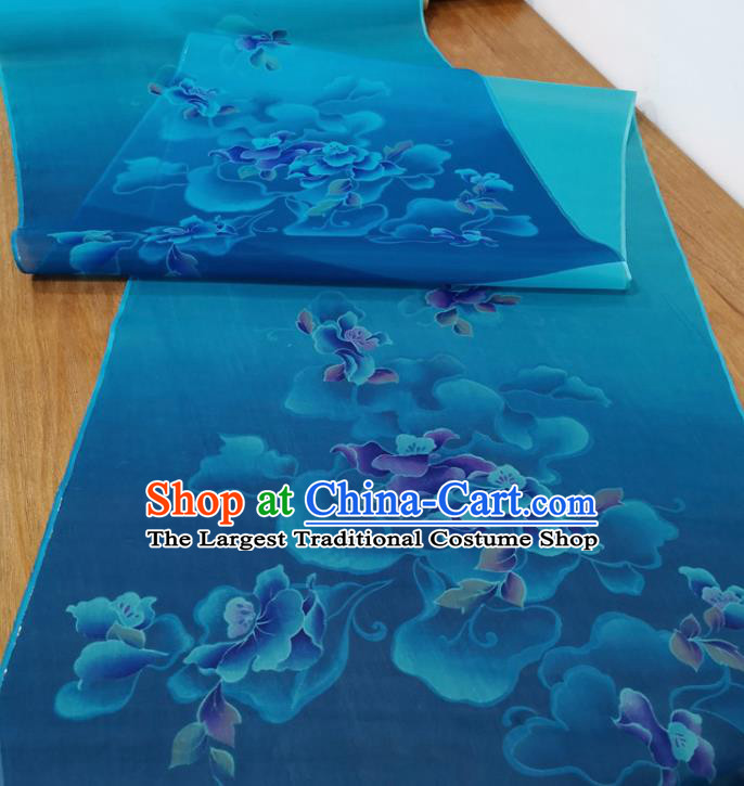 Traditional Chinese Royal Pattern Design Royal Blue Silk Fabric Brocade Asian Satin Material