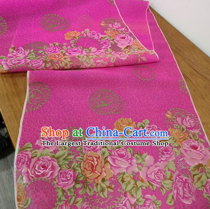Traditional Chinese Royal Roses Pattern Design Rosy Silk Fabric Brocade Asian Satin Material
