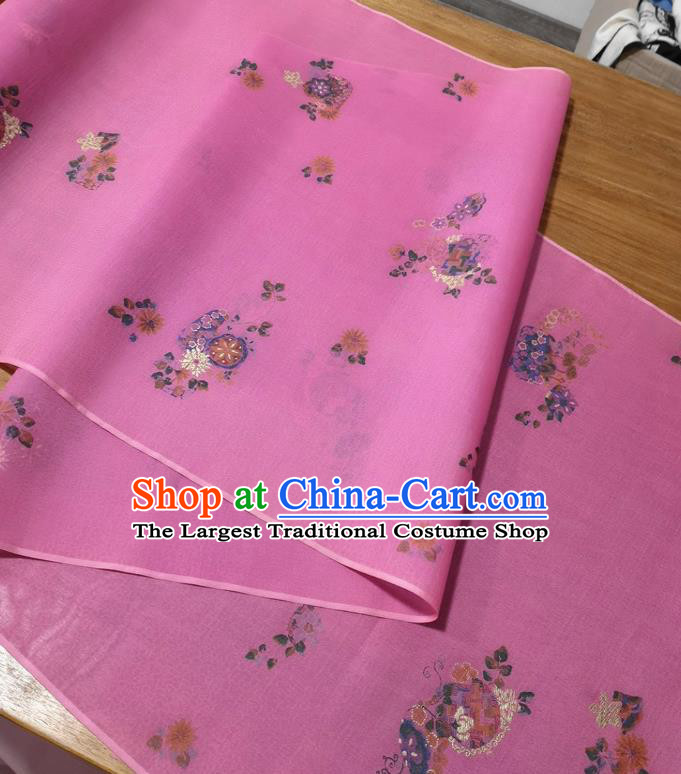 Traditional Chinese Royal Chrysanthemum Pattern Design Pink Silk Fabric Brocade Asian Satin Material
