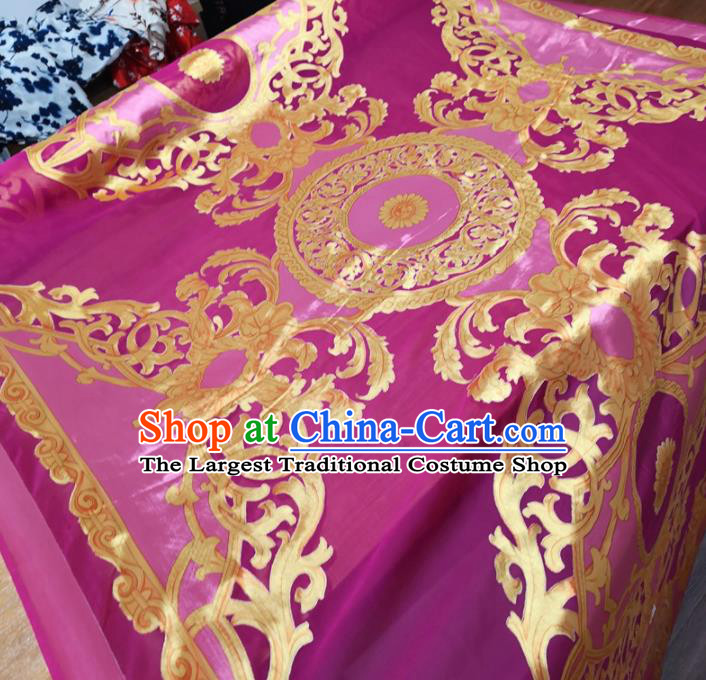 Traditional Chinese Royal Pattern Design Purple Brocade Silk Fabric Asian Satin Material