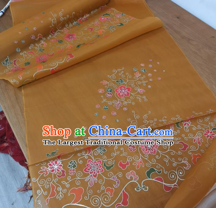 Chinese Traditional Peony Pattern Design Khaki Silk Fabric Brocade Asian Satin Material