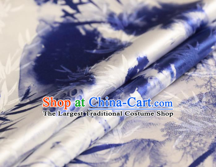 Chinese Traditional Lotus Pattern Design Wedding White Satin Brocade Fabric Asian Silk Material