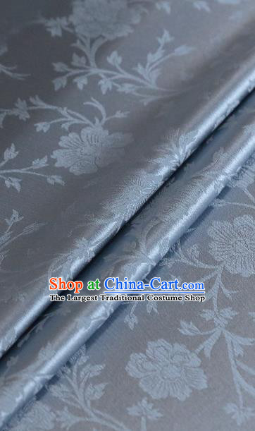 Chinese Traditional Flowers Pattern Design Grey Satin Brocade Fabric Asian Silk Material