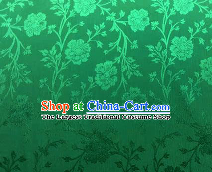 Chinese Traditional Flowers Pattern Design Green Satin Brocade Fabric Asian Silk Material