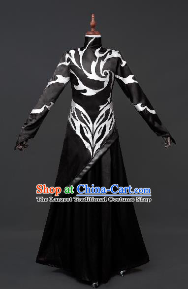 Chinese Ancient Drama Cosplay Taoist Priest Shen Gongbao Black Clothing Traditional Hanfu Swordsman Costume for Men
