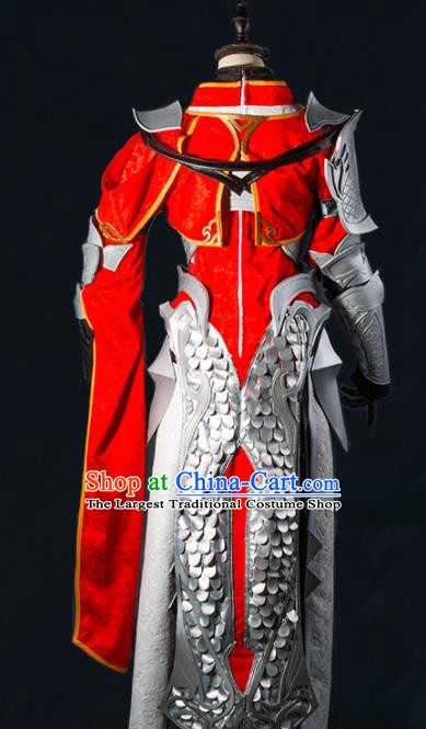 Chinese Ancient Drama Cosplay Clothing Young General Armor Traditional Hanfu Swordsman Costume for Men