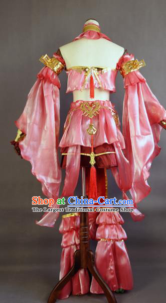 Chinese Ancient Cosplay Fairy Pink Dress Traditional Hanfu Female Swordsman Costume for Women