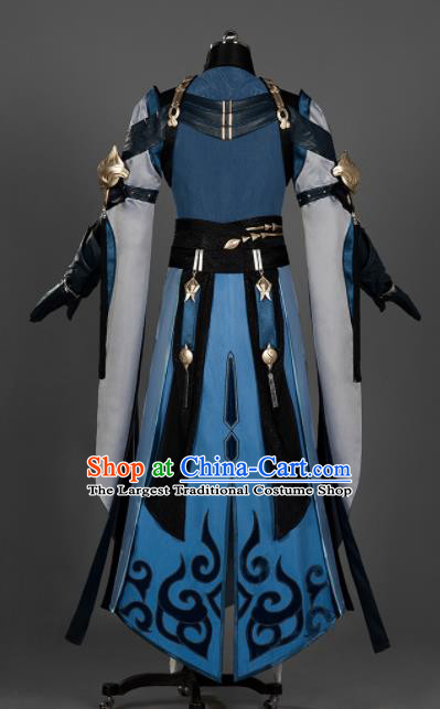 Chinese Ancient Drama Cosplay Young General Knight Navy Clothing Traditional Hanfu Swordsman Costume for Men