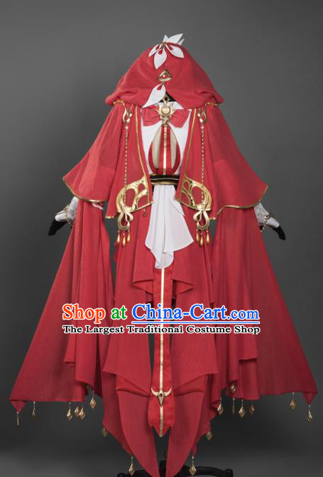 Chinese Ancient Cosplay Female General Heroine Red Dress Traditional Hanfu Princess Swordsman Costume for Women