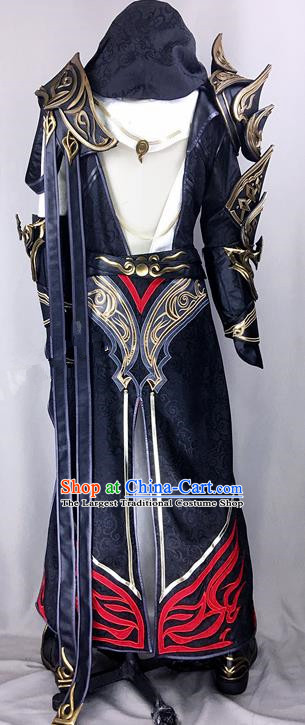 Chinese Ancient Drama Cosplay Assassin Young Knight Black Clothing Traditional Hanfu Swordsman Costume for Men