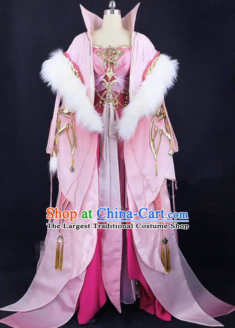 Chinese Ancient Cosplay Imperial Consort Pink Dress Traditional Hanfu Female Swordsman Costume for Women