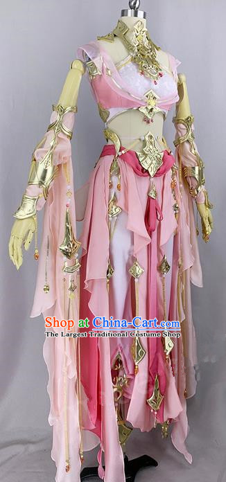 Chinese Ancient Cosplay Young Heroine Pink Dress Traditional Hanfu Female Swordsman Costume for Women