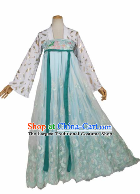 Chinese Ancient Cosplay Game Fairy Knight Green Dress Traditional Hanfu Princess Swordsman Costume for Women