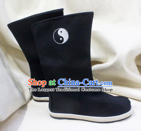 Asian Chinese Ancient Taoist Priest Cloth Shoes Swordsman Black Boots Traditional Hanfu Shoes for Men