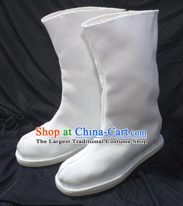 Asian Chinese Ancient Taoist Priest White Shoes Swordsman Boots Traditional Hanfu Shoes for Men