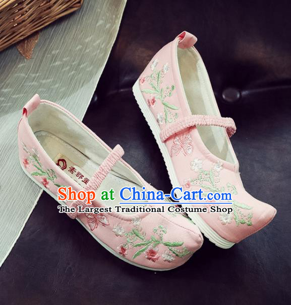 Asian Chinese National Pink Cloth Shoes Traditional Hanfu Shoes Embroidered Shoes for Women