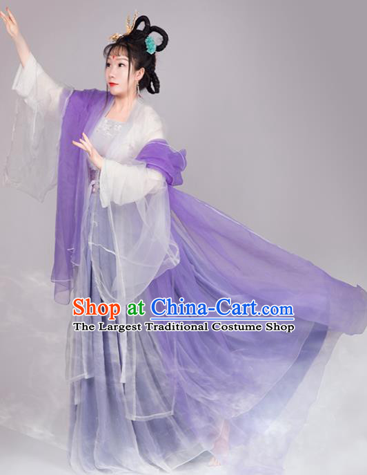 Chinese Traditional Tang Dynasty Imperial Consort Replica Costumes Ancient Goddess Chang E Hanfu Dress for Women