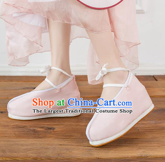 Asian Chinese Traditional Pink Cloth Shoes Ancient Princess Shoes Hanfu Shoes for Women