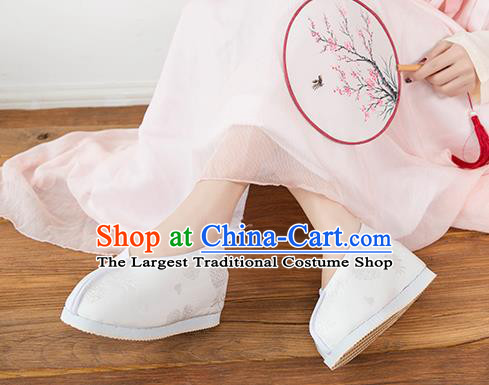 Asian Chinese Traditional White Cloth Shoes Ancient Princess Shoes Hanfu Shoes for Women