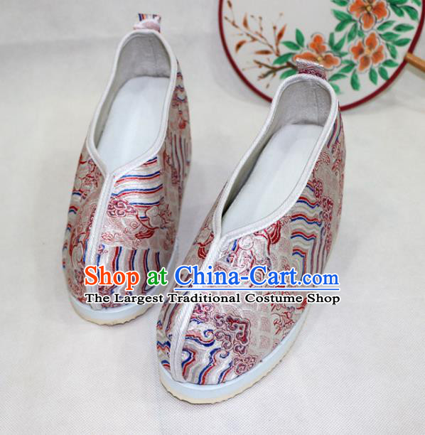 Asian Chinese Traditional Pink Blood Stained Shoes Ancient Princess Wedding Shoes Hanfu Shoes for Women