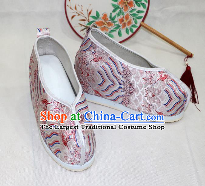 Asian Chinese Traditional Pink Blood Stained Shoes Ancient Princess Wedding Shoes Hanfu Shoes for Women