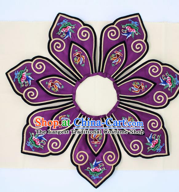 Chinese Ancient Qing Dynasty Princess Embroidery Flowers Purple Shoulder Cappa Traditional Embroidered Craft for Women