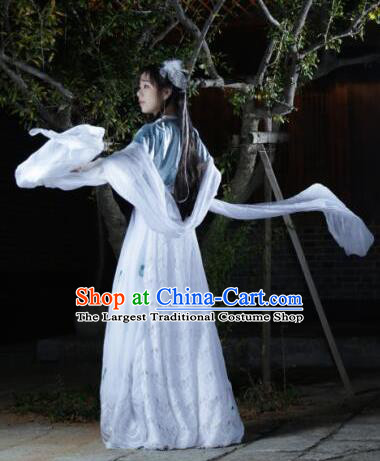 Chinese Traditional Cosplay Swordswoman Fairy White Dress Custom Ancient Tang Dynasty Princess Costume for Women