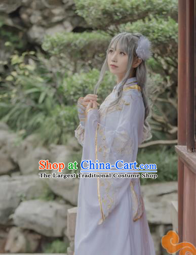 Chinese Traditional Cosplay Female Knight White Dress Custom Ancient Swordswoman Princess Costume for Women