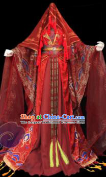 Traditional Chinese Cosplay Female Knight Heroine Wedding Red Dress Ancient Swordswoman Costume for Women