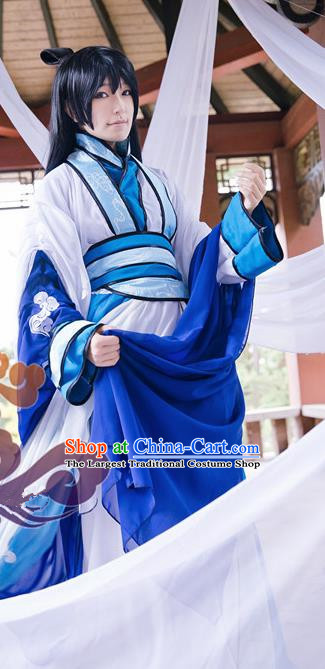 Custom Chinese Ancient Young Male Taoist Priest Clothing Traditional Cosplay Knight Swordsman Costume for Men