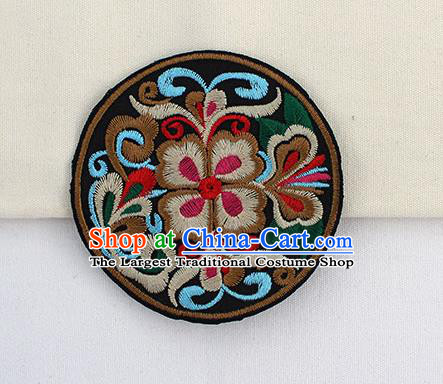 Chinese Ancient Handmade Embroidered Butterfly Flower Round Patch Traditional Embroidery Appliqu Craft for Women
