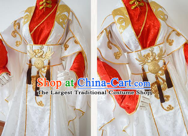 Chinese Ancient Cosplay Prince Swordsman White Clothing Custom Traditional Nobility Childe Costume fro Men