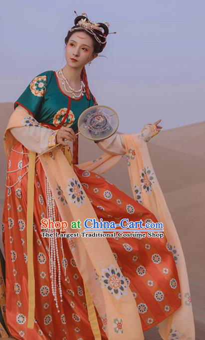 Ancinet Chinese Tang Dynasty Royal Princess Hanfu Dress Traditional Flying Apsaras Dance Replica Costumes for Women