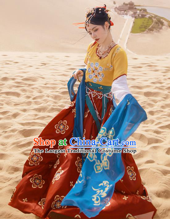 Ancinet Chinese Tang Dynasty Imperial Consort Hanfu Dress Traditional Flying Apsaras Dance Replica Costumes for Women