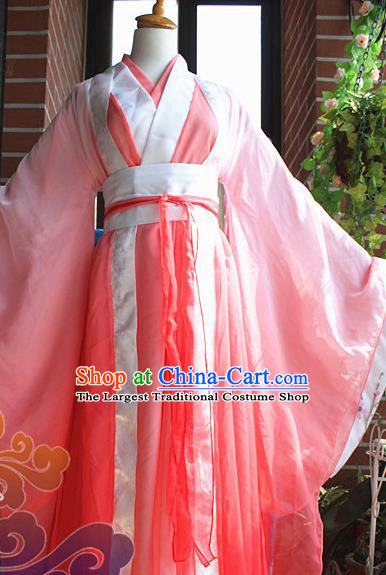 Traditional Chinese Cosplay Palace Princess Pink Dress Ancient Court Lady Swordswoman Costume for Women